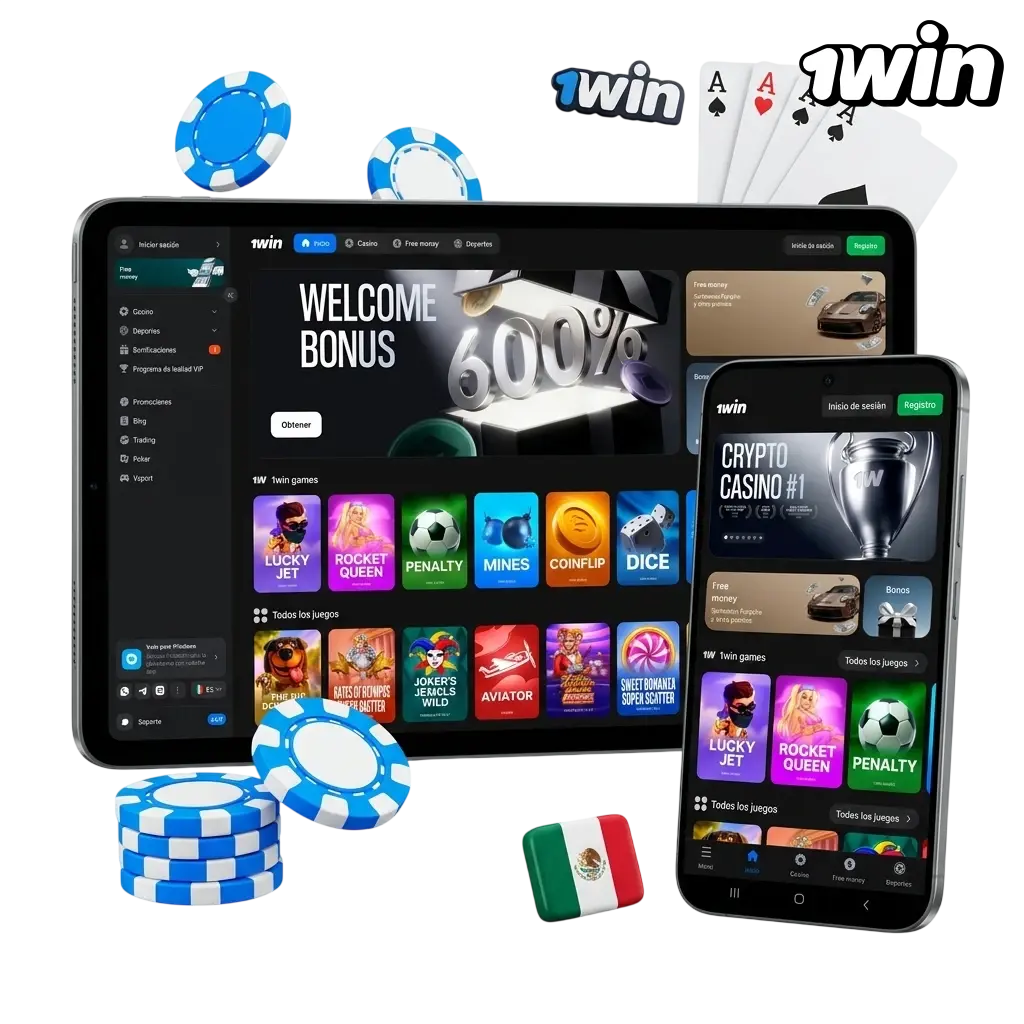 1win México casino en línea con licencia Curacao, apuestas deportivas, bono 500% hasta 36,000 MXN y app móvil
