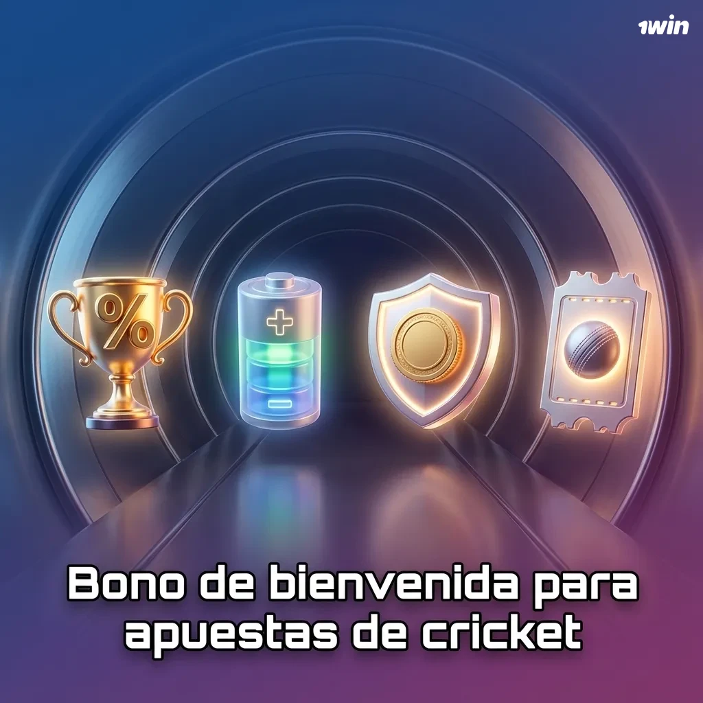 Banner de bono de bienvenida 500% hasta 1.025 USD para apuestas de cricket en 1win, con partidos y torneos en segundo plano