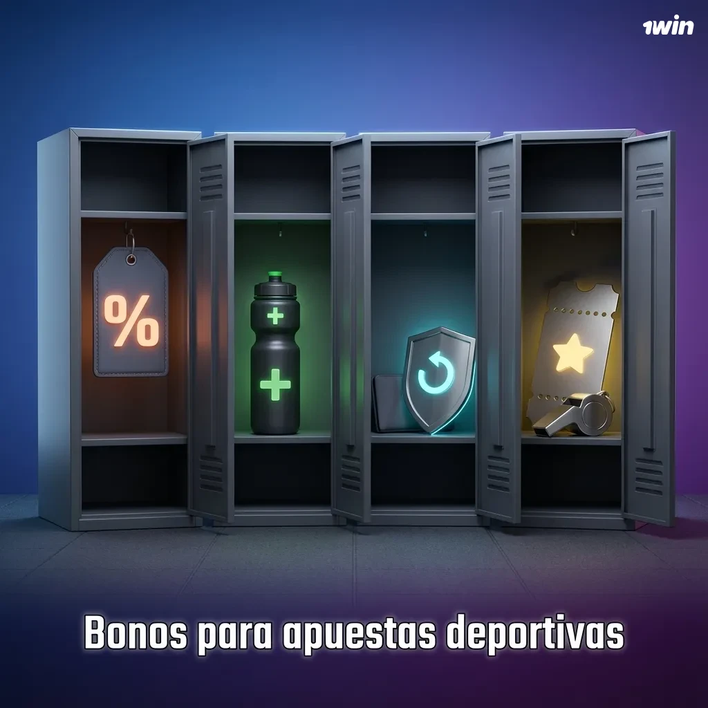 Banner sobre bonos de apuestas deportivas con iconos de fútbol, tenis, baloncesto, cricket y esports sobre fondo azul