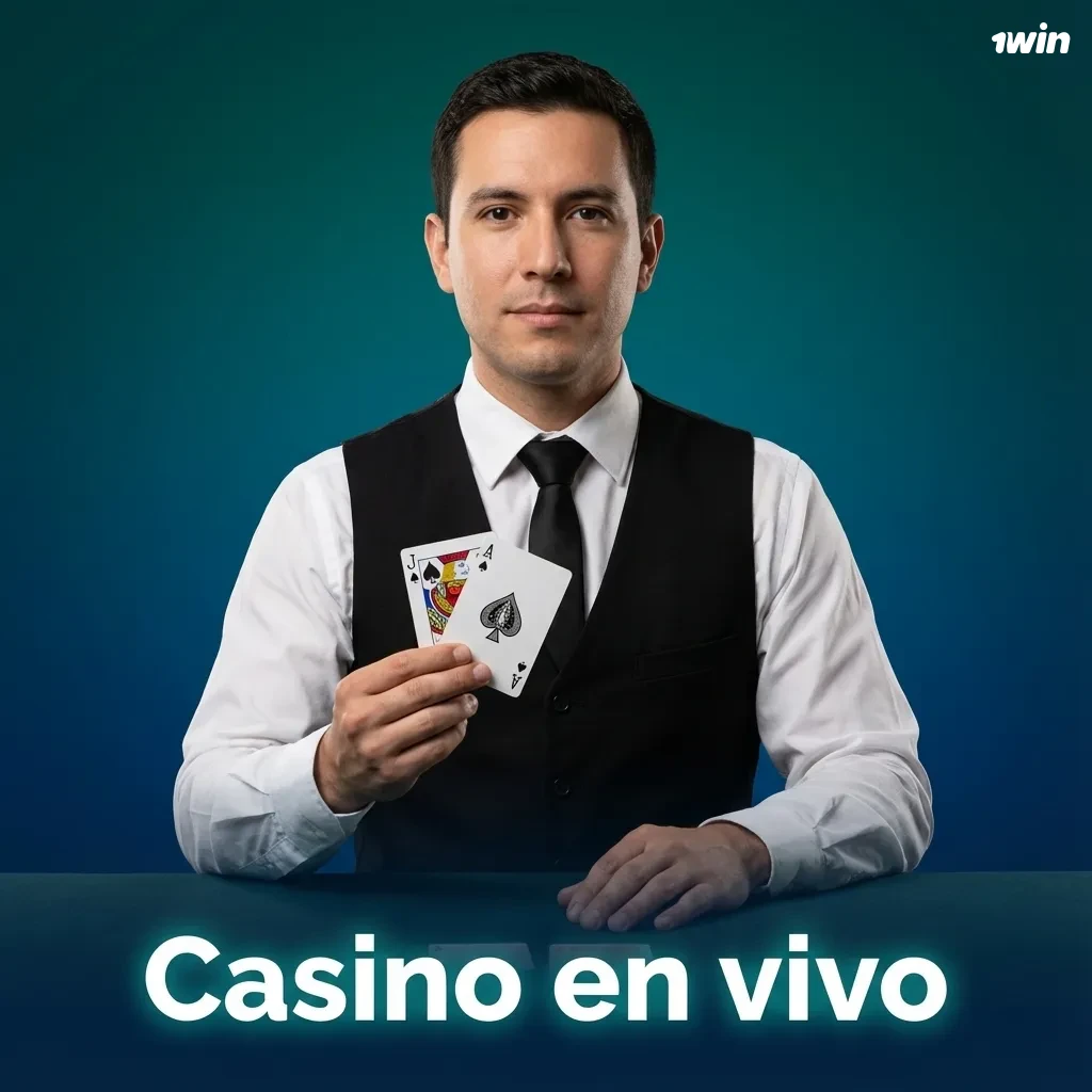 Mesa de casino en vivo de 1win con crupier real, ruleta y cartas, transmitida en directo en pantalla de ordenador