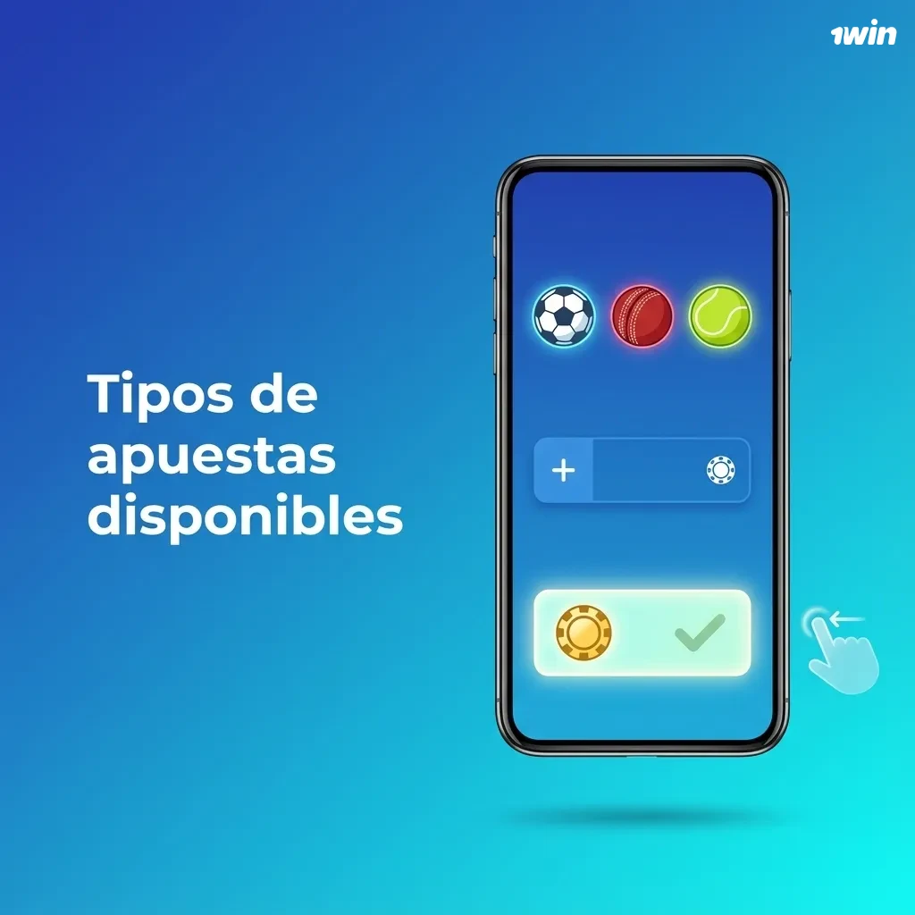 Infografía en español sobre tipos de apuestas deportivas simples, combinadas y de sistema en la casa de apuestas 1win