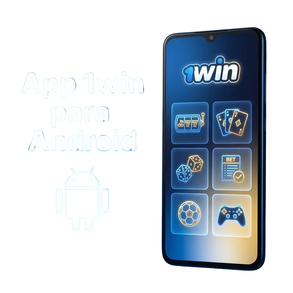 Pantalla de un móvil Android mostrando la app 1win con apuestas deportivas y casino en línea en español
