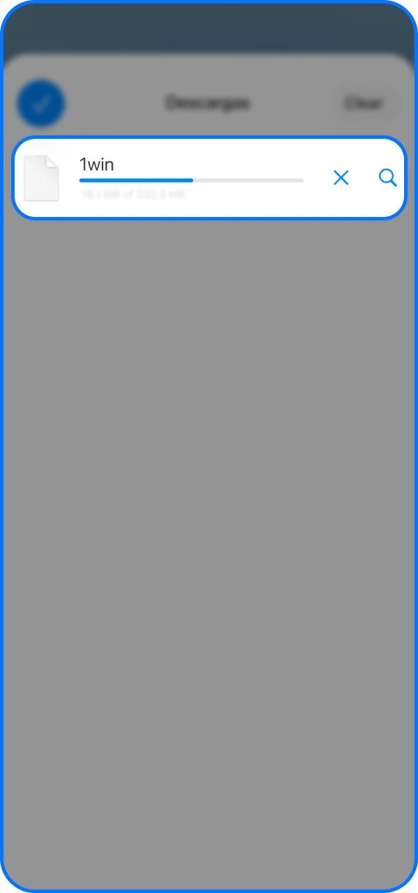 Espere a que la aplicación de casino en línea 1win se descargue en su teléfono iOS.