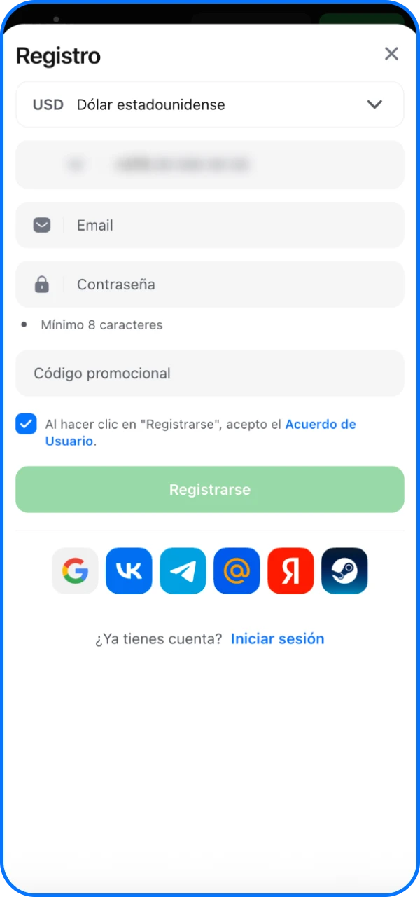 Crea una cuenta en la aplicación de casino en línea 1win y comienza a jugar.