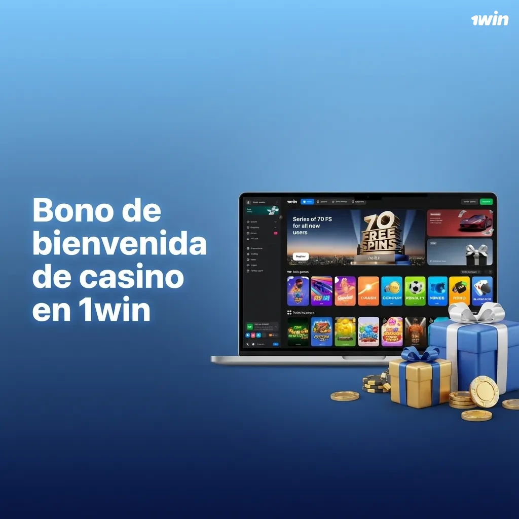 Banner de bono de bienvenida de casino 1win: hasta 500% y 1025 USD en primeros depósitos, con condiciones de apuesta