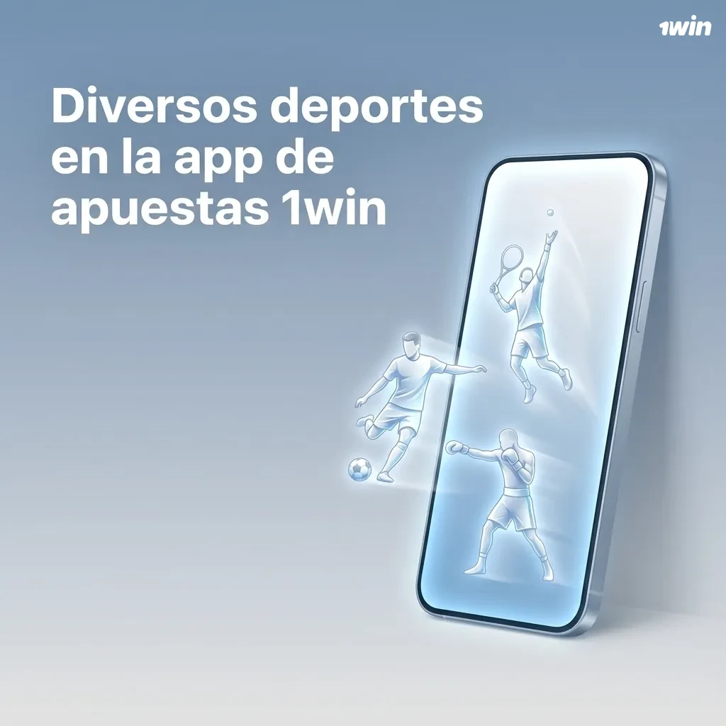 Pantalla de la app 1win mostrando iconos de varios deportes y eSports disponibles para apuestas en vivo y prematch
