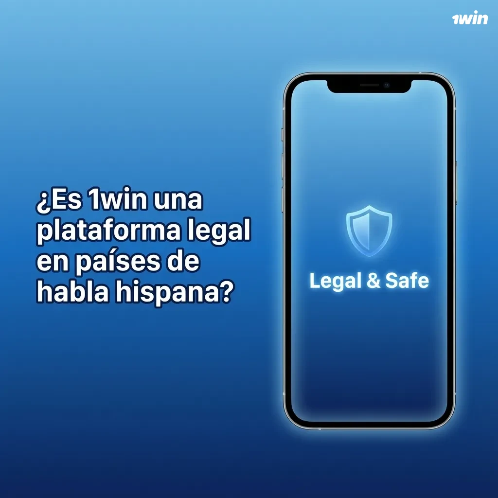 Ilustración de 1win con sello de licencia internacional y banderas de países hispanohablantes, simbolizando legalidad y seguridad