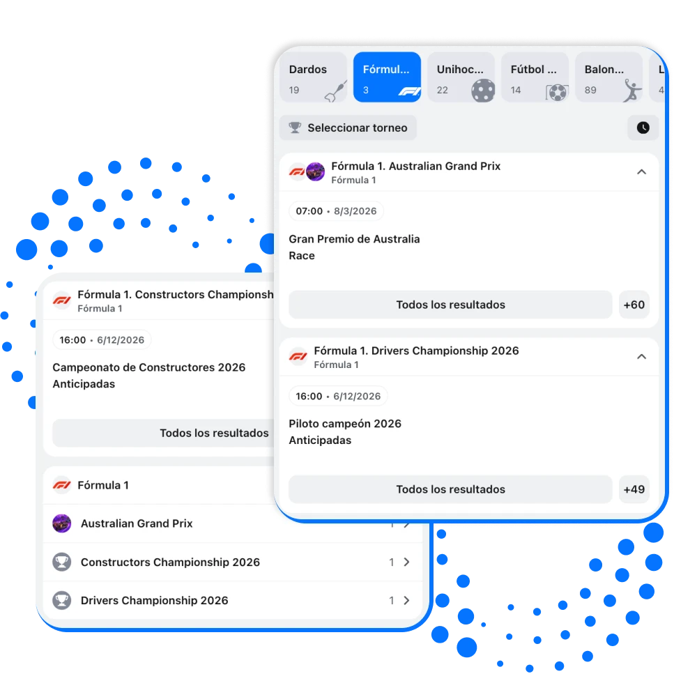 Banner de apuestas de Fórmula 1 en 1win con coches de F1 en pista y oferta de bono de bienvenida para nuevos usuarios.