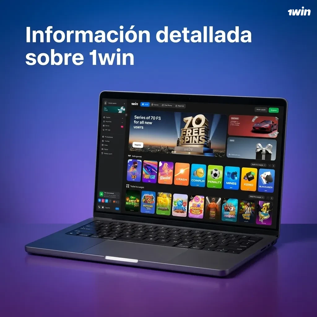 Interfaz de 1win en español mostrando apuestas deportivas, casino online y opciones de seguridad en web y app móvil