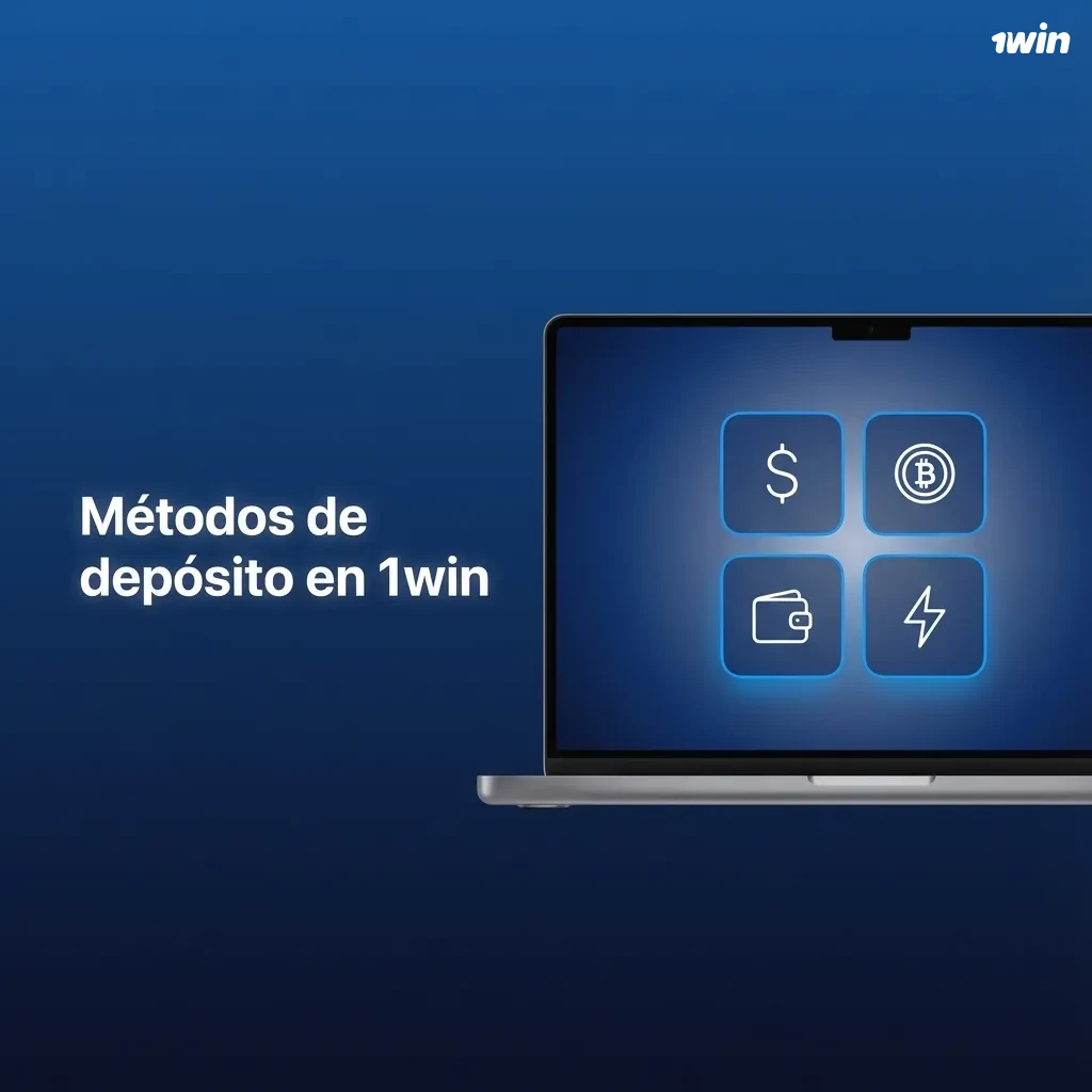 Pantalla de la casa de apuestas 1win mostrando opciones de métodos de depósito y formas de pago disponibles.