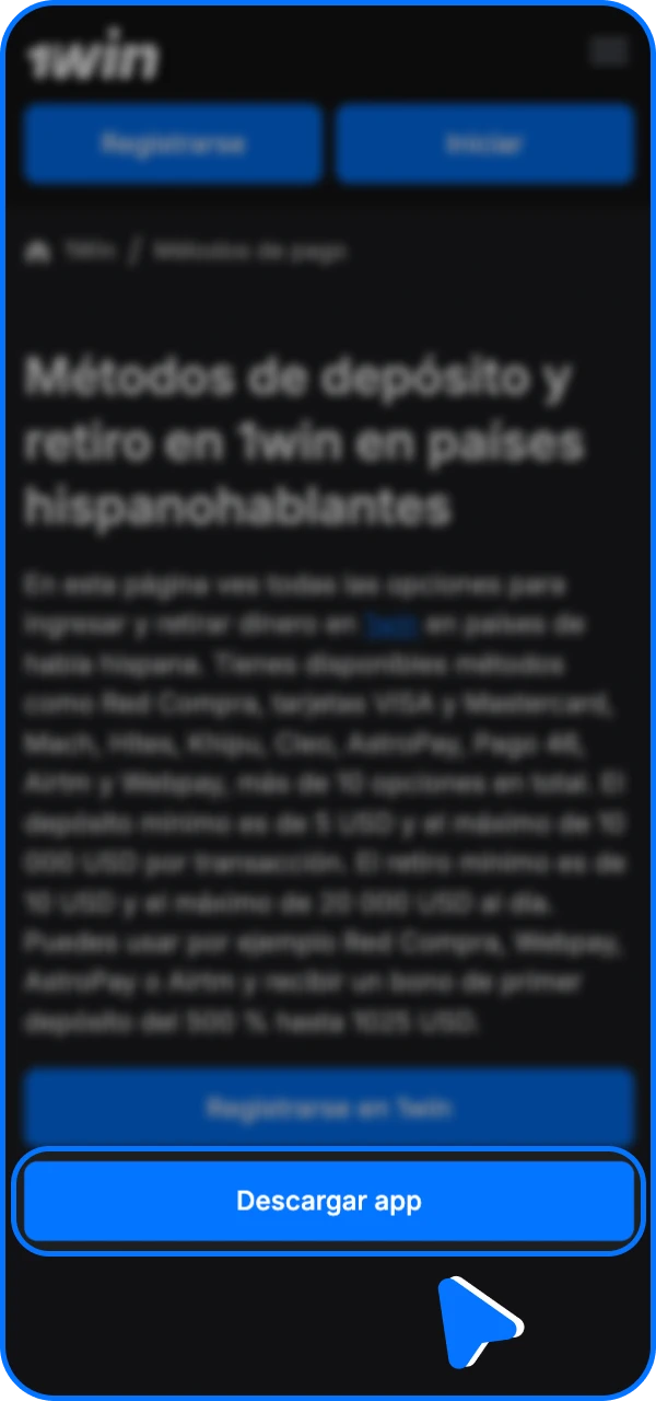 Inicie sesión en el sitio web del casino en línea 1win para realizar un depósito.