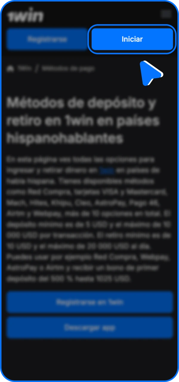 Inicie sesión en el casino en línea 1win con un par de clics.