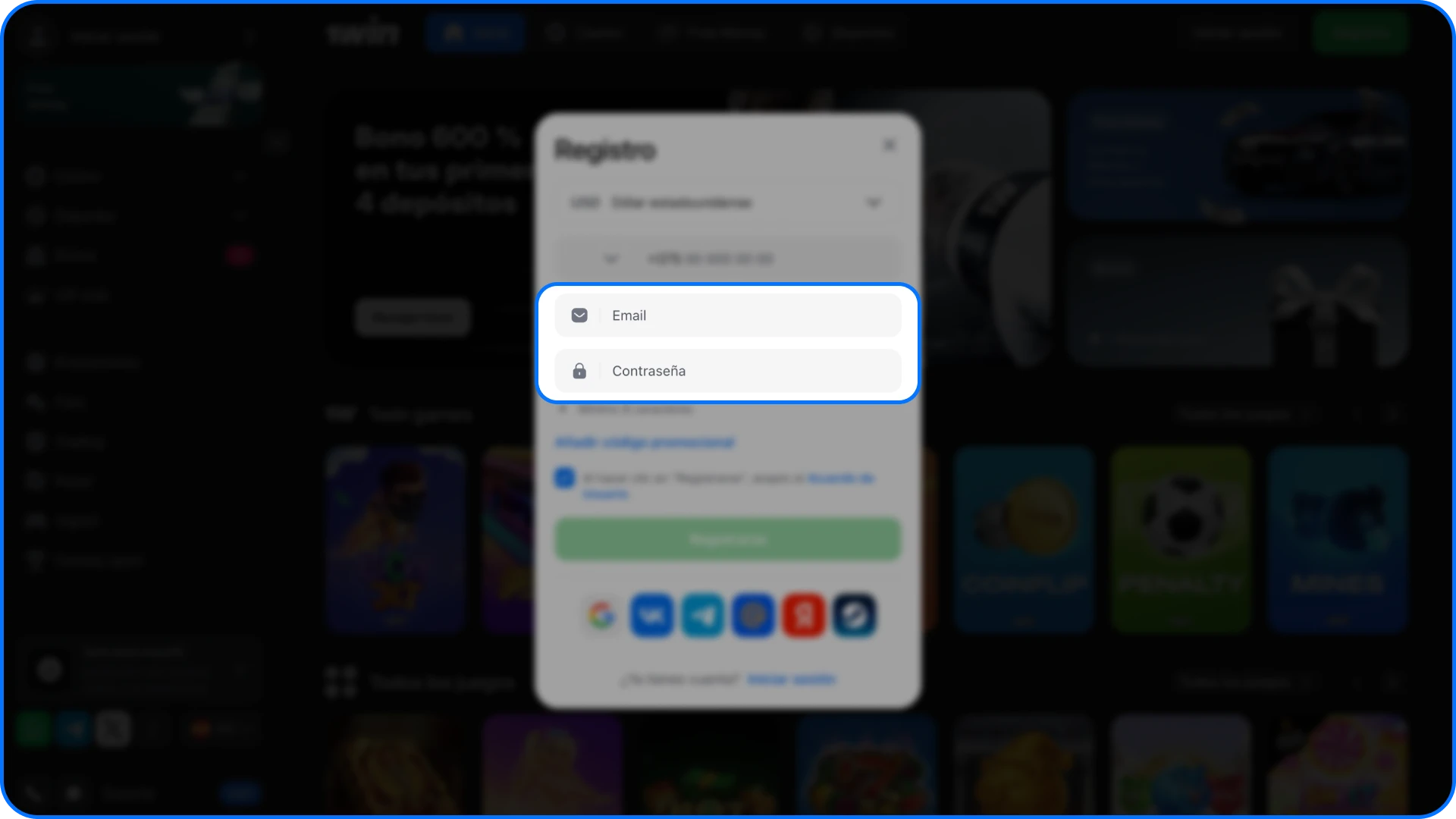 Proporcione sus datos al registrarse en el casino en línea 1win.