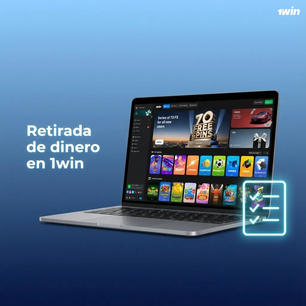 Interfaz de retiro de dinero en 1win, mostrando opciones de pago, campo de importe y botón para confirmar la solicitud