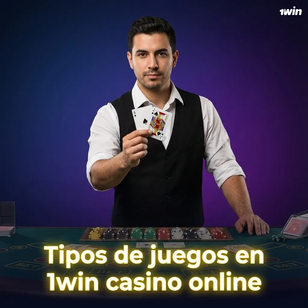 Collage de interfaz de 1win casino mostrando slots, ruleta, blackjack, juegos crash y video póker en pantalla.