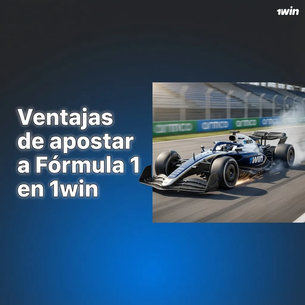 Banner de 1win con coche de Fórmula 1 y texto resaltando mercados, cuotas en vivo y apuestas combinadas en español