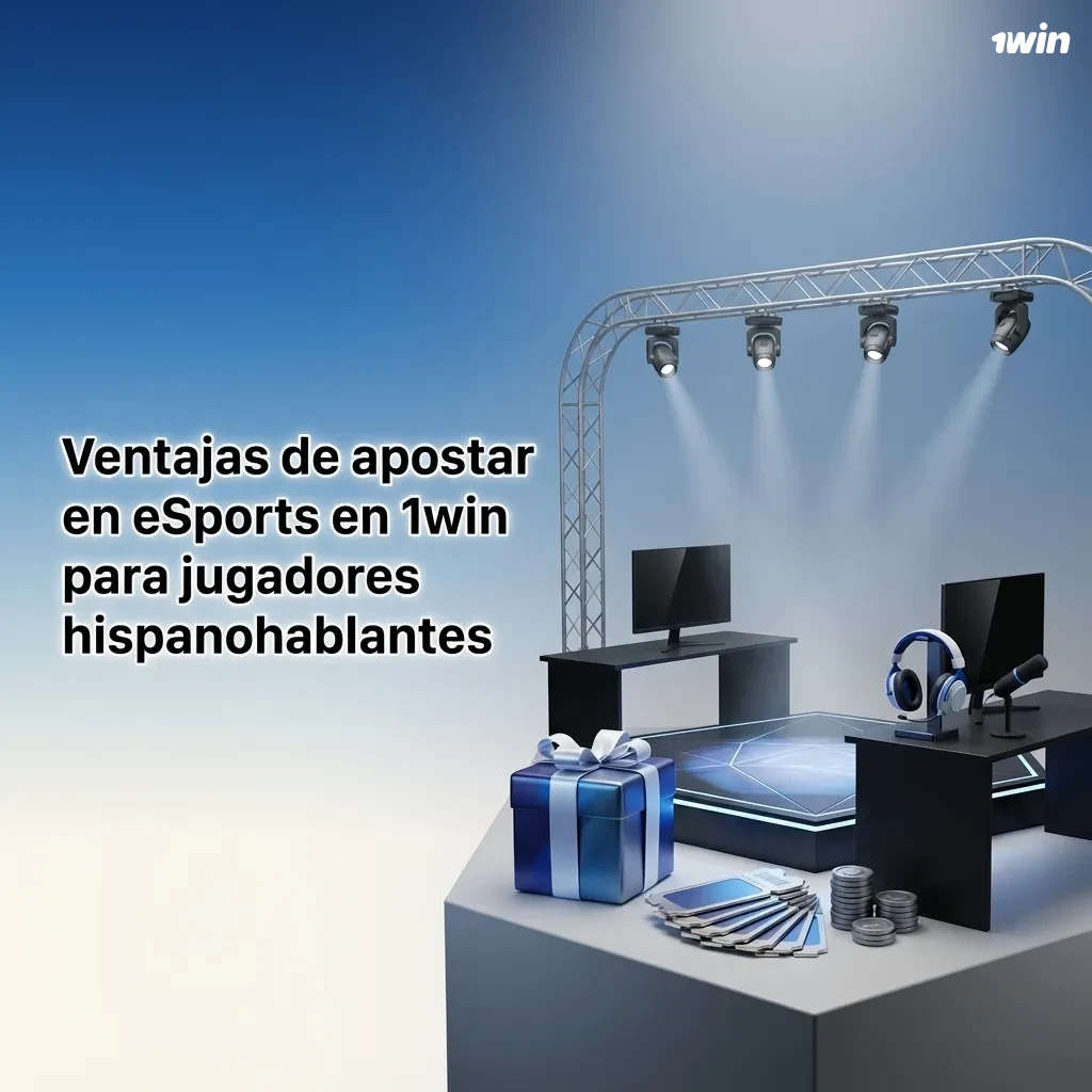 Banner en español de 1win destacando bonos, cuotas eSports, pagos locales, app móvil y soporte 24/7 para hispanohablantes