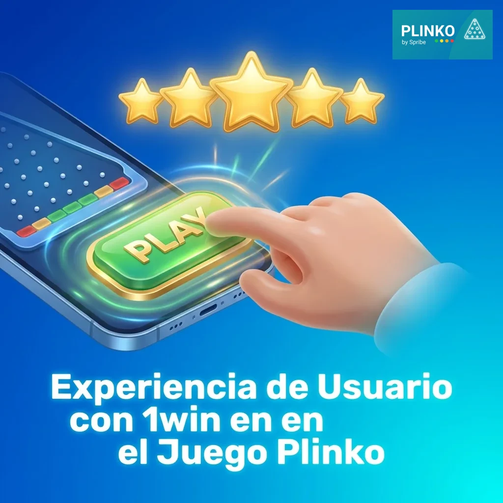 Interfaz fluida de juego Plinko en 1win mostrando ajustes de apuesta y animación de bola cayendo hacia multiplicadores