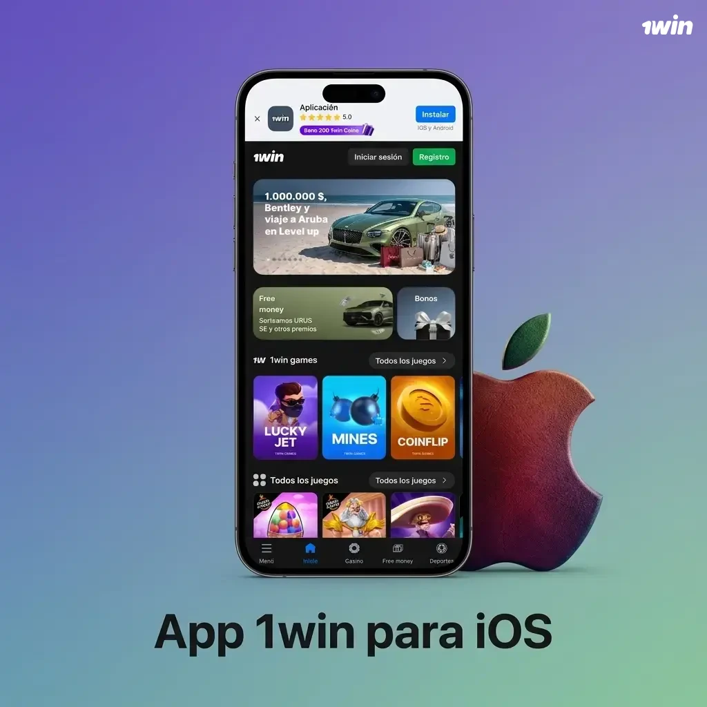 Aplicación 1win para iOS en iPhone y iPad, gratuita y optimizada para una experiencia fluida en dispositivos Apple
