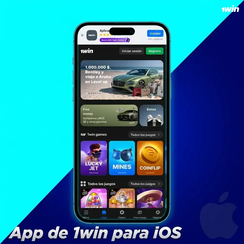 Descarga de la app 1win para iOS en iPhone e iPad con iOS 12.0 o superior desde la App Store