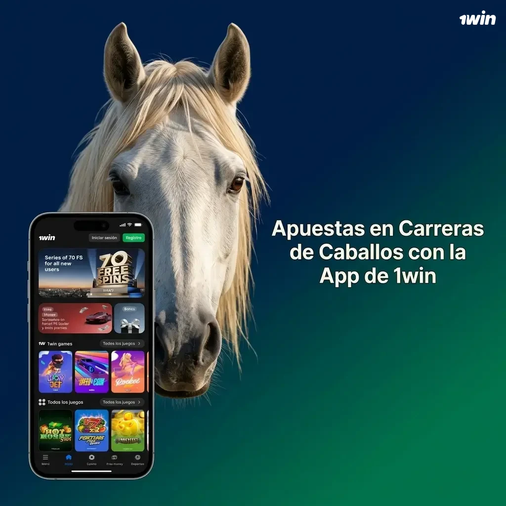App móvil 1win para apostar en carreras de caballos en Android e iOS con acceso a mercados deportivos
